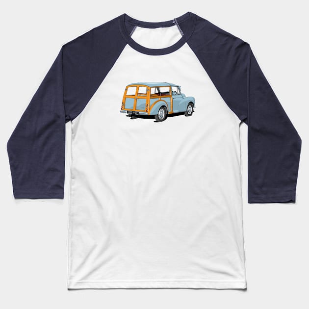 Morris Minor traveller in light blue Baseball T-Shirt by candcretro